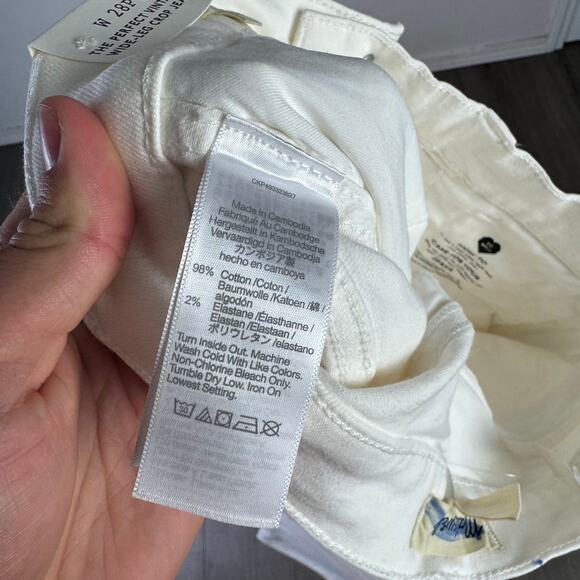 Madewell The Petite Perfect Vintage Wide-Leg Crop Jeans WMNS SZ 28P White NU300 - Picture 8 of 9